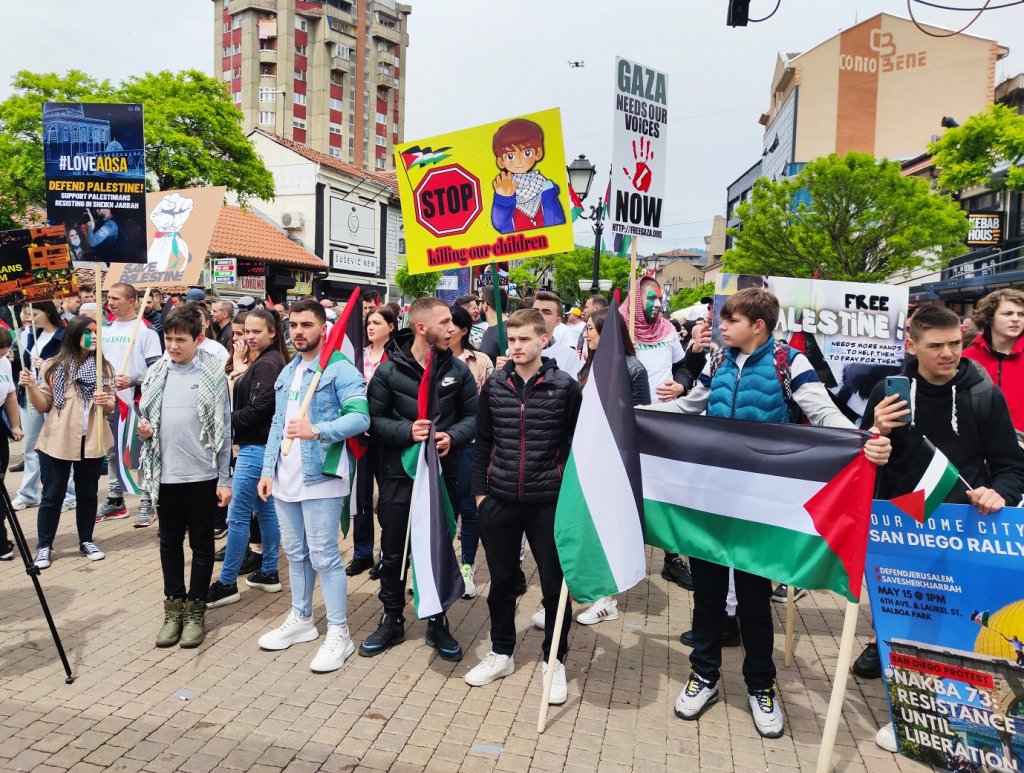 Novi Pazar pro-Palestinian protest 2.jpg Banja Luka pro-Israel.jpg Sarajevo pro-Palestine.jpeg Trebinje pro-Israel.jpg